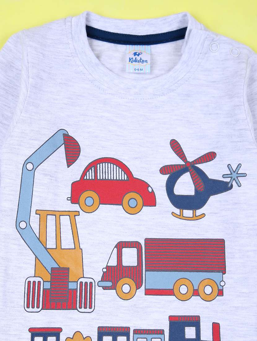 kids grey printed t-shirt & pajama - 21505527 - Standard Image - 2