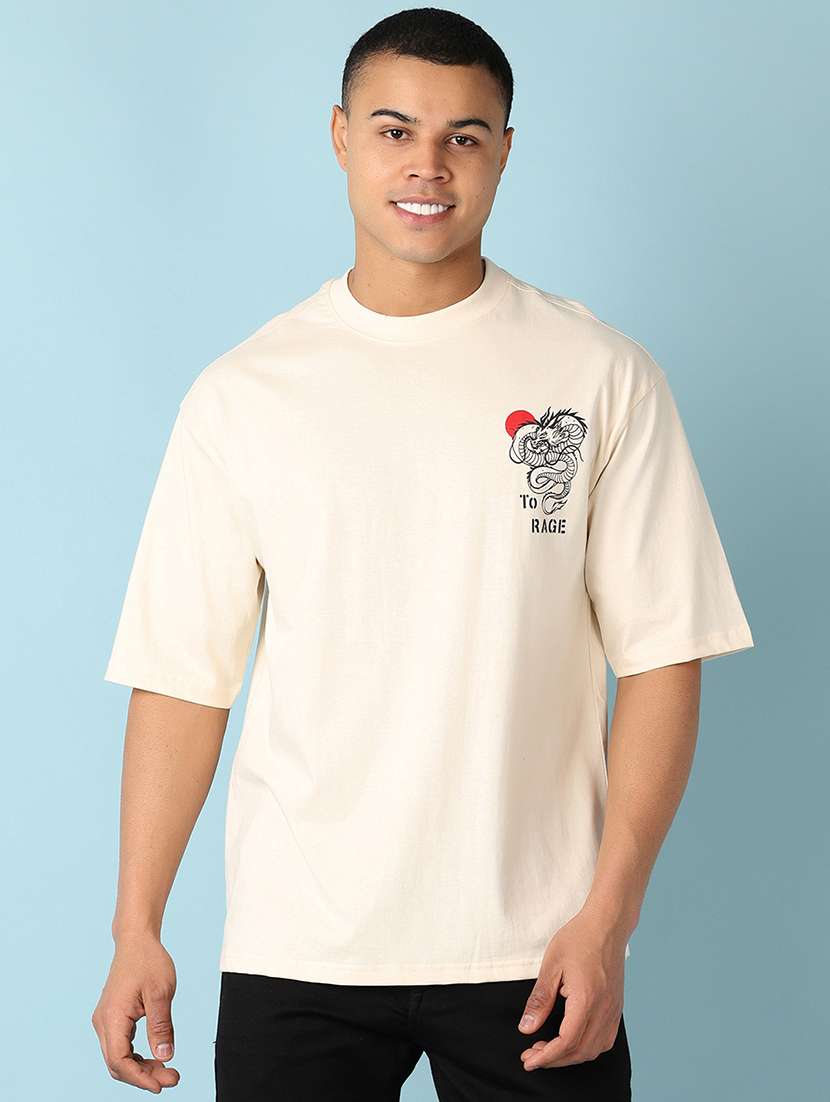 men short sleeves front & back print t-shirt