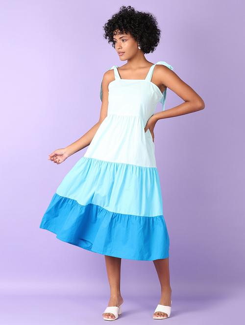 women color blocked shoulder strap dress - 21505629 -  Standard Image - 0