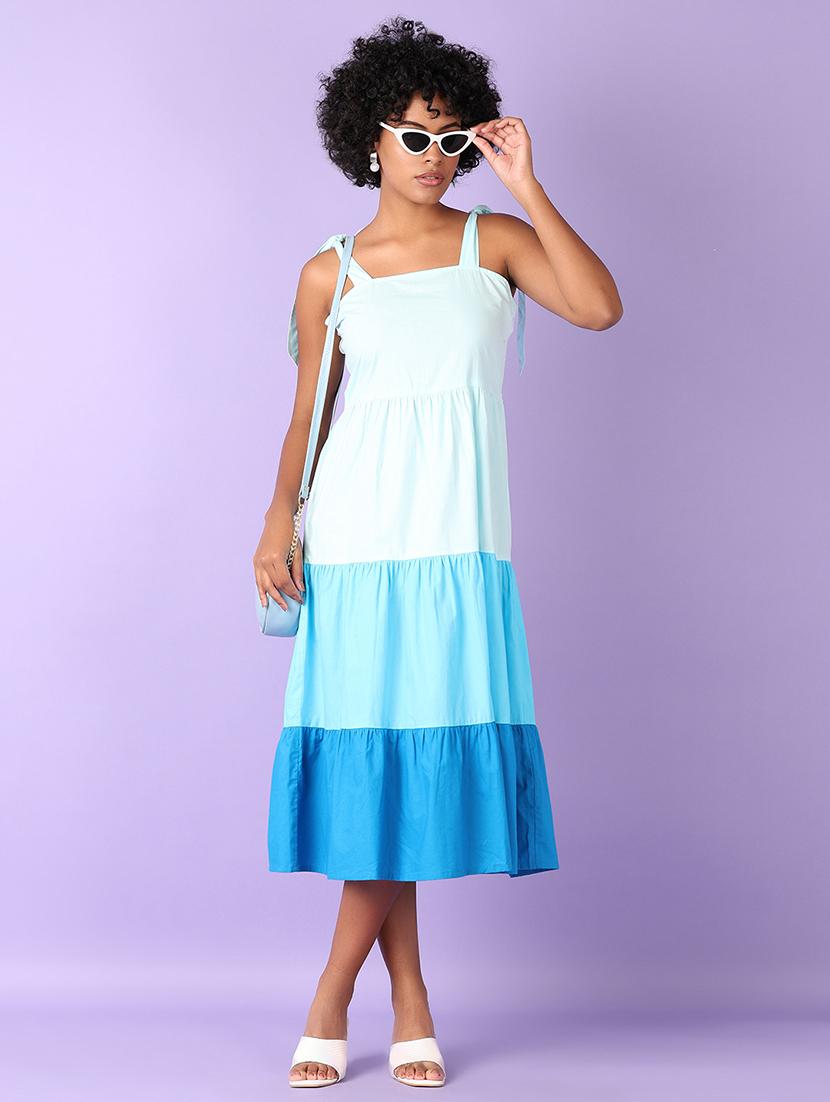 women color blocked shoulder strap dress - 21505629 - Standard Image - 2