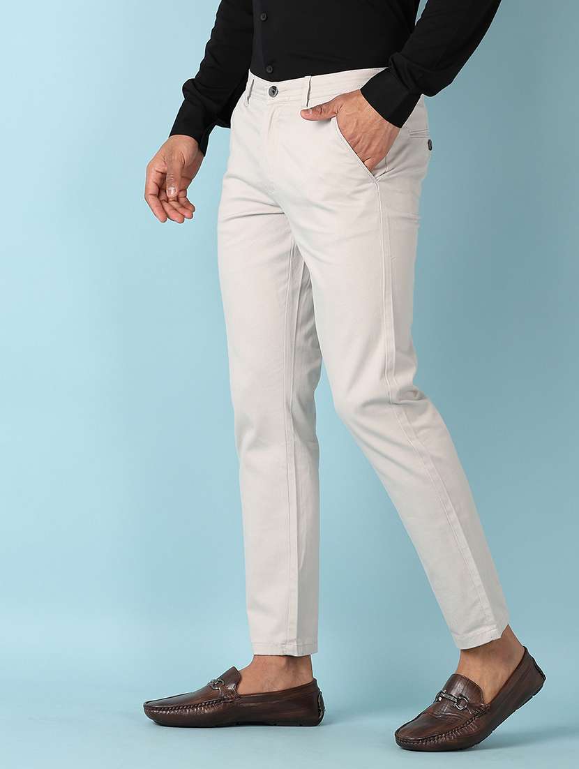 men solid slim fit chinos casual trouser - 21505637 -  Standard Image - 2