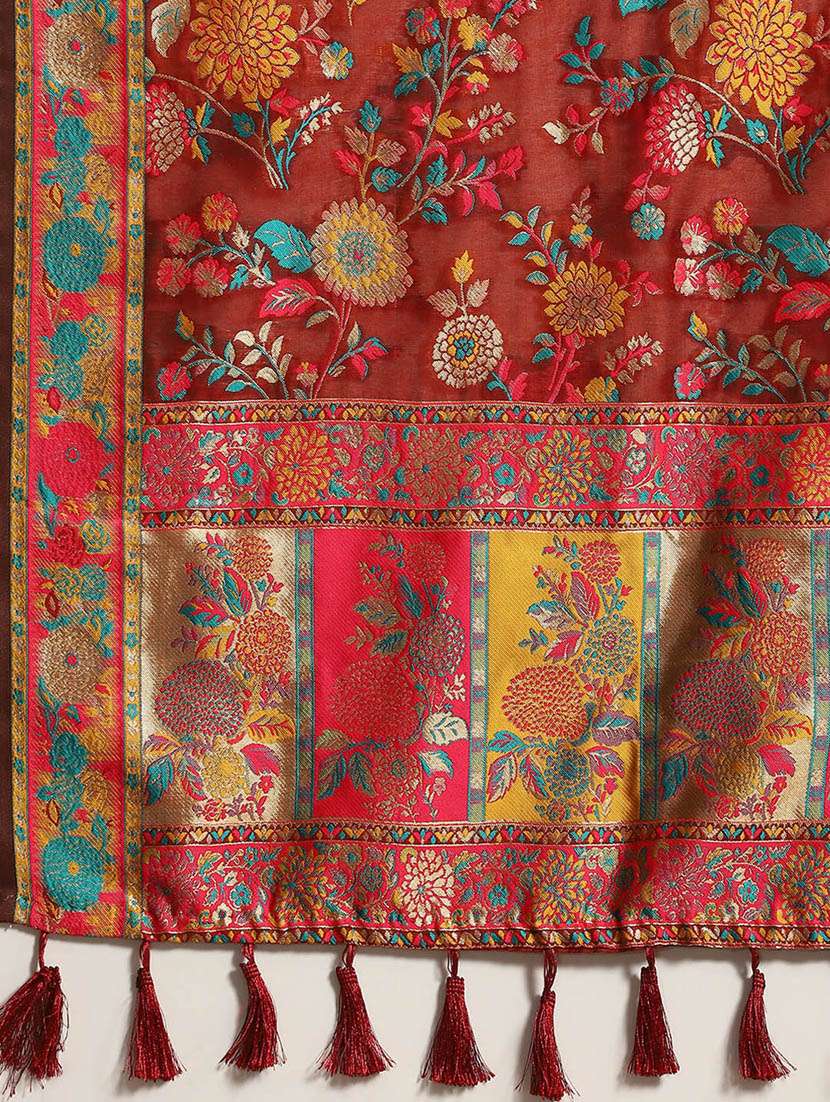 red self-designed baluchari saree - 21505861 - Standard Image - 2