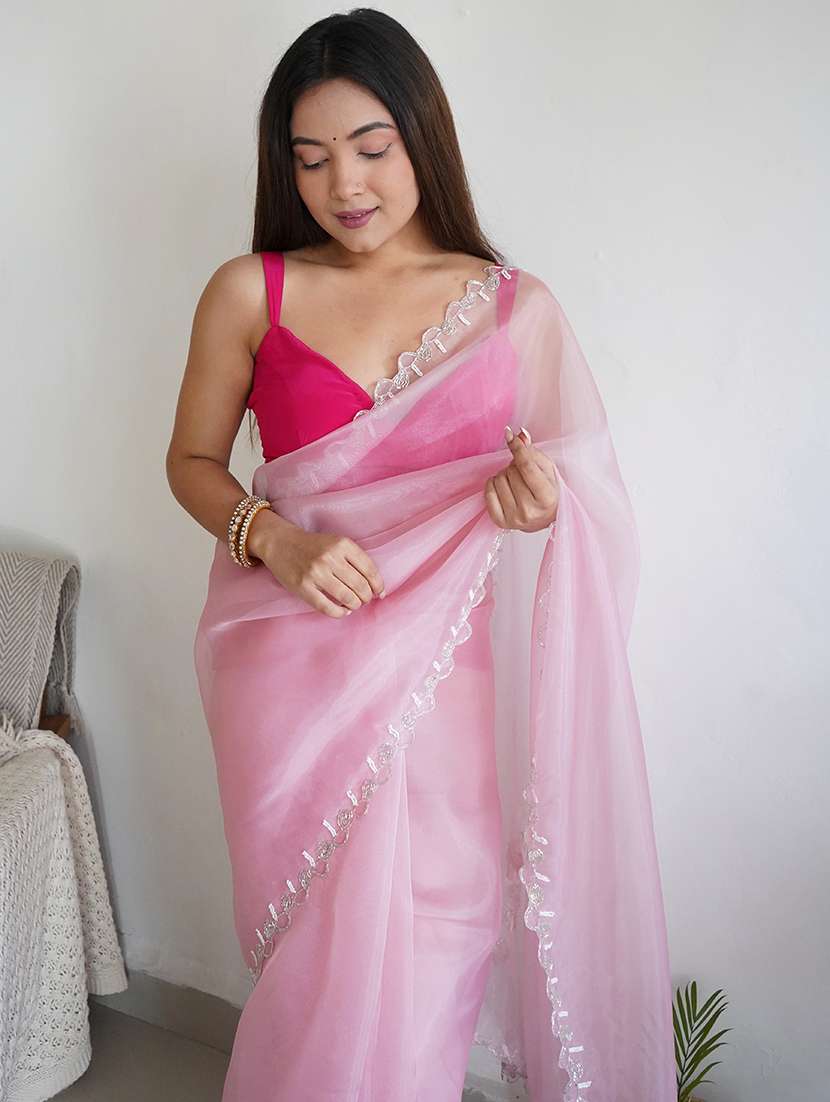 women pink embroidered saree - 21506002 - Standard Image - 2