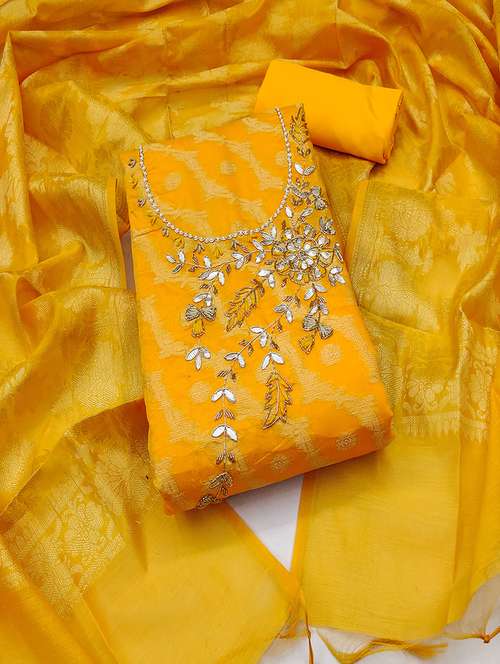 women yellow salwar suit unstitched suit - 21506069 -  Standard Image - 0