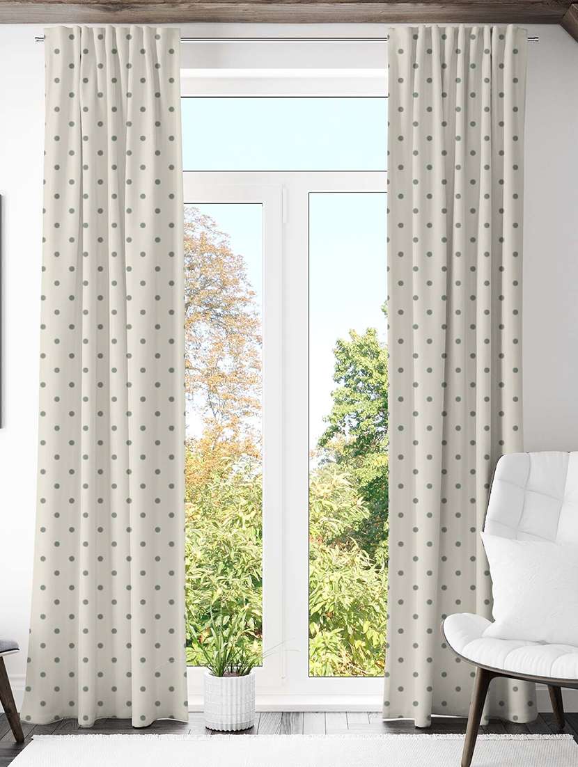 beige printed curtains