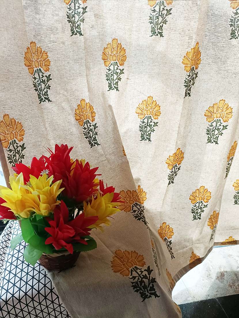 beige flower printed curtains - 21506151 -  Standard Image - 2