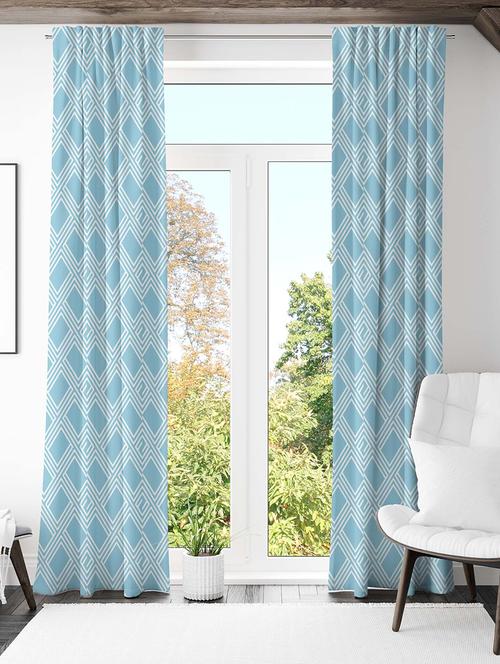 light blue printed curtains - 21506158 - Standard Image - 0