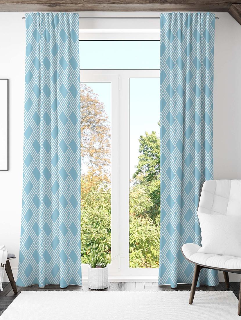 light blue printed curtains - 21506158 - Zoom Image - 0