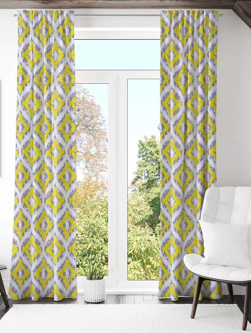 yellow printed curtains