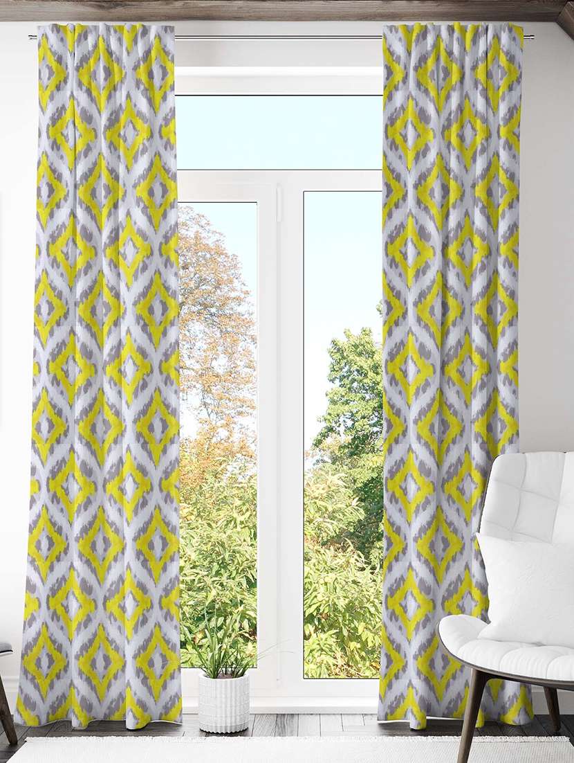 yellow printed curtains