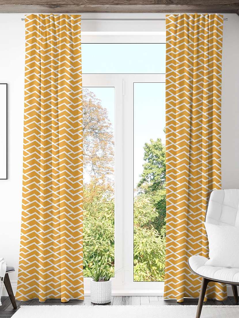 yellow printed curtains