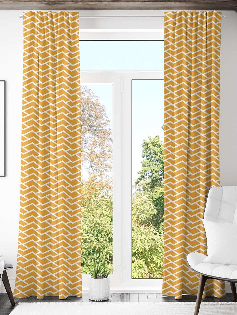 yellow printed curtains