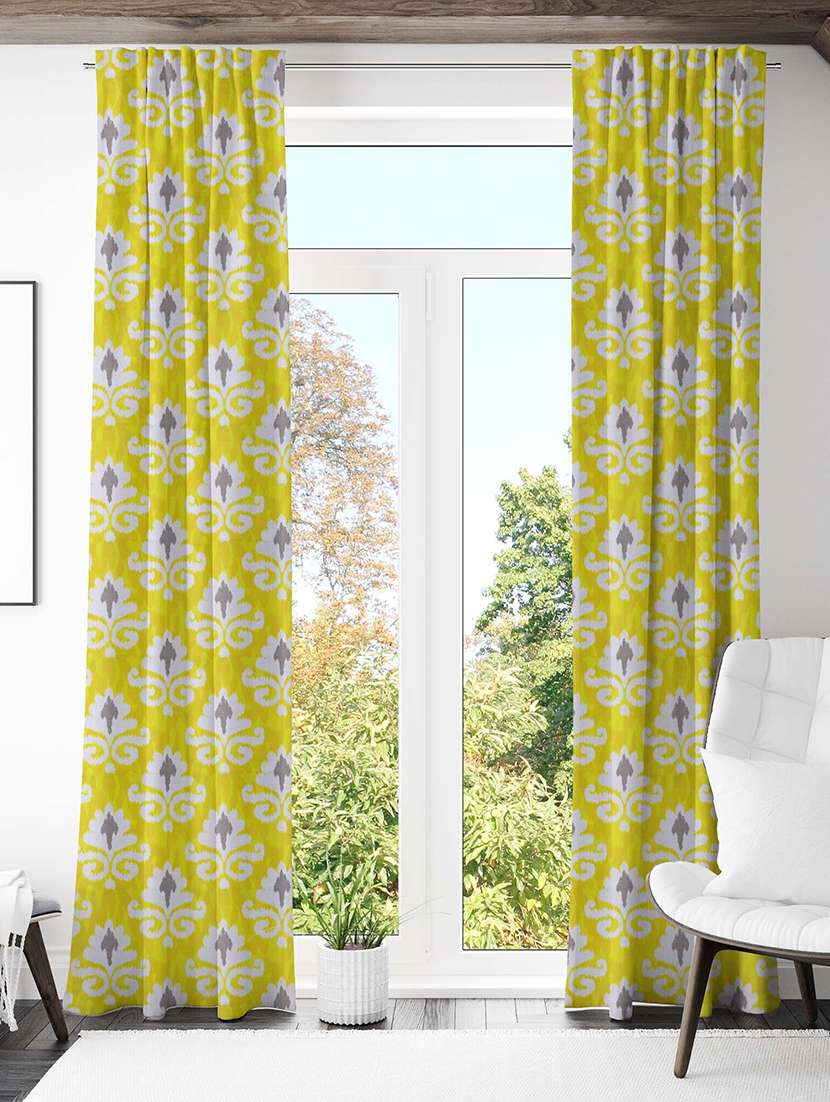 yellow printed curtains