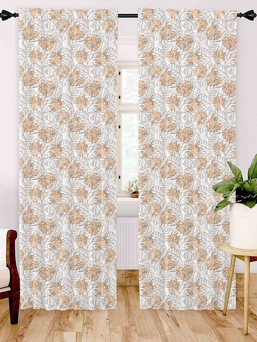 white printed curtains