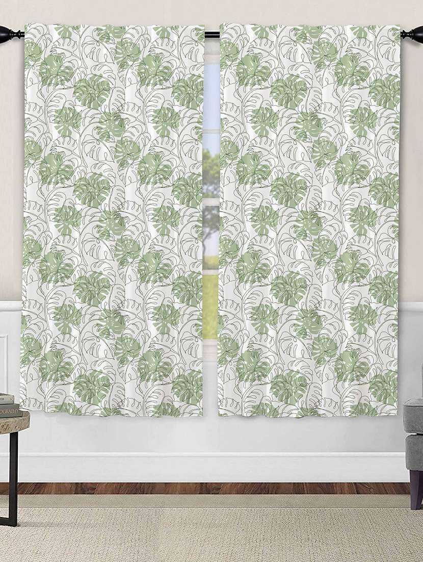 white printed curtains