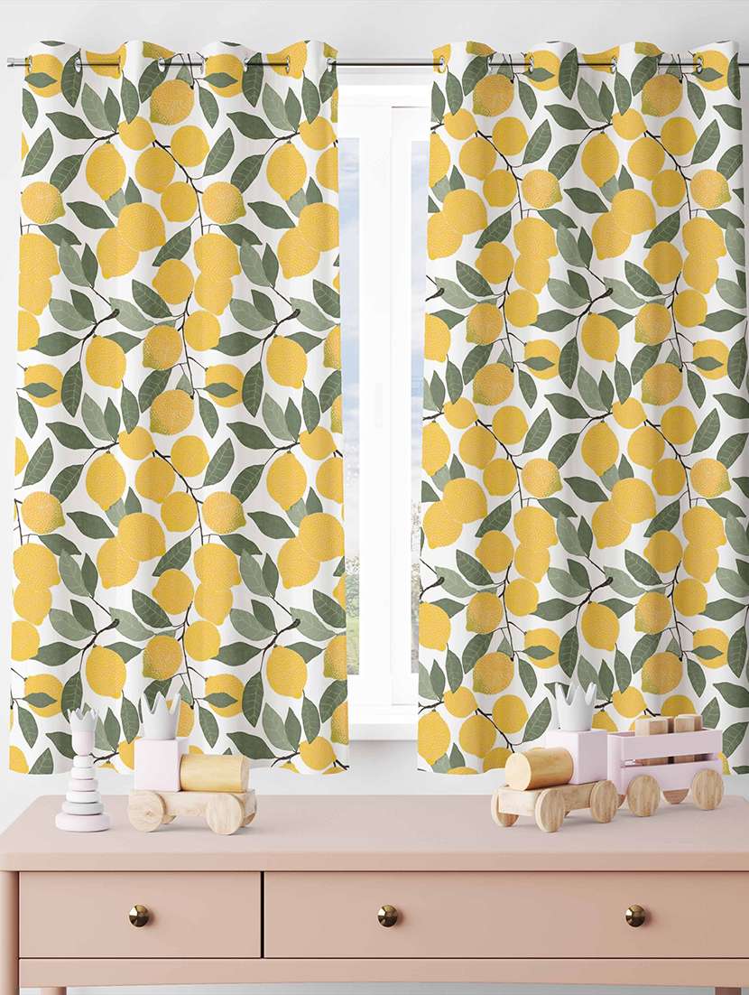 white printed curtains