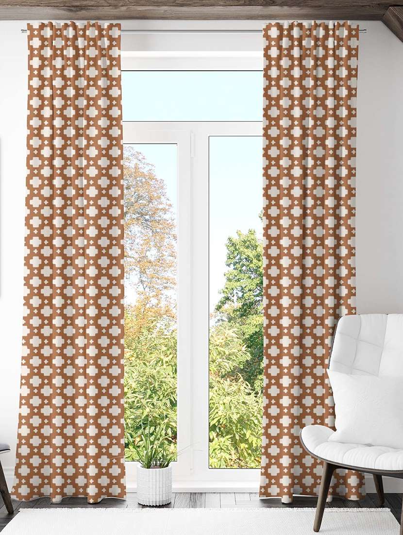 brown printed curtain