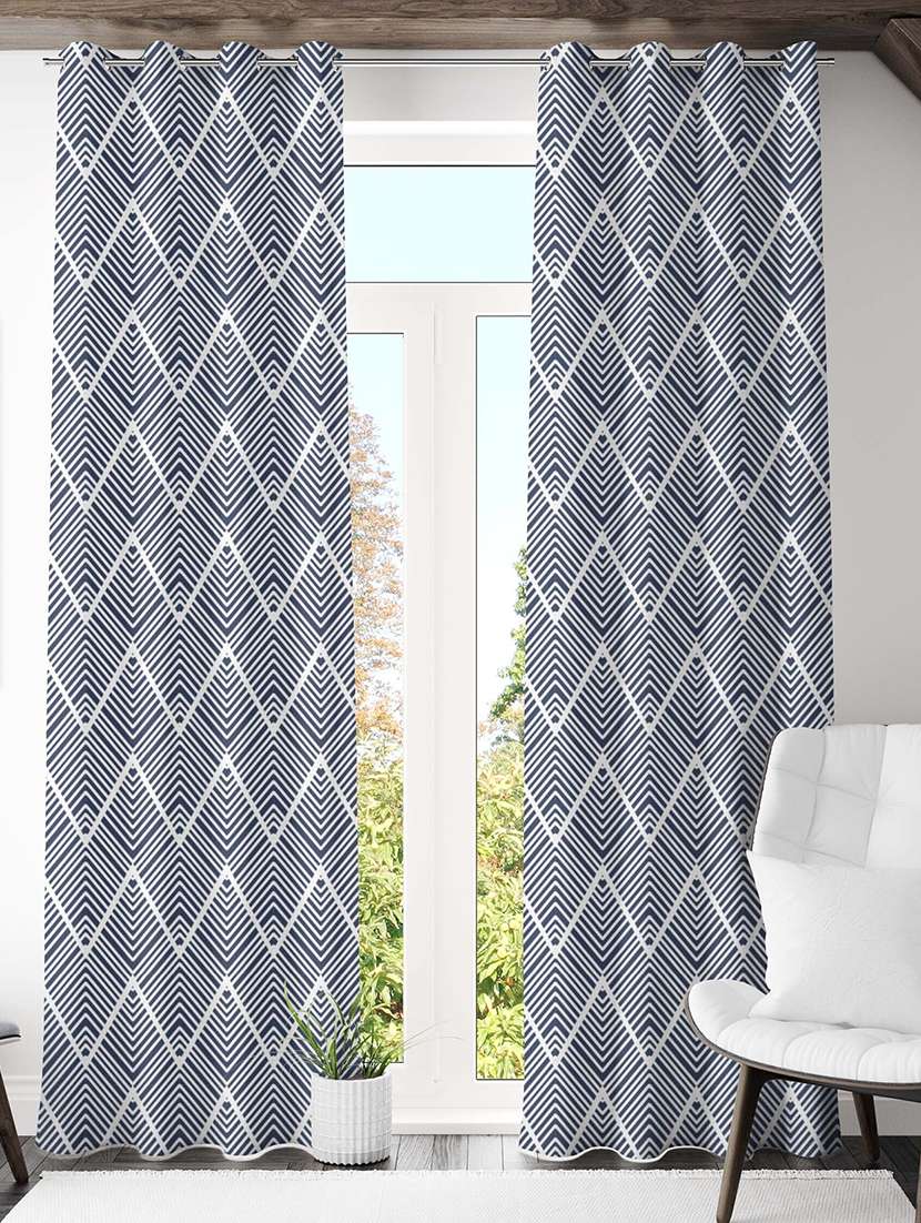 blue printed curtain