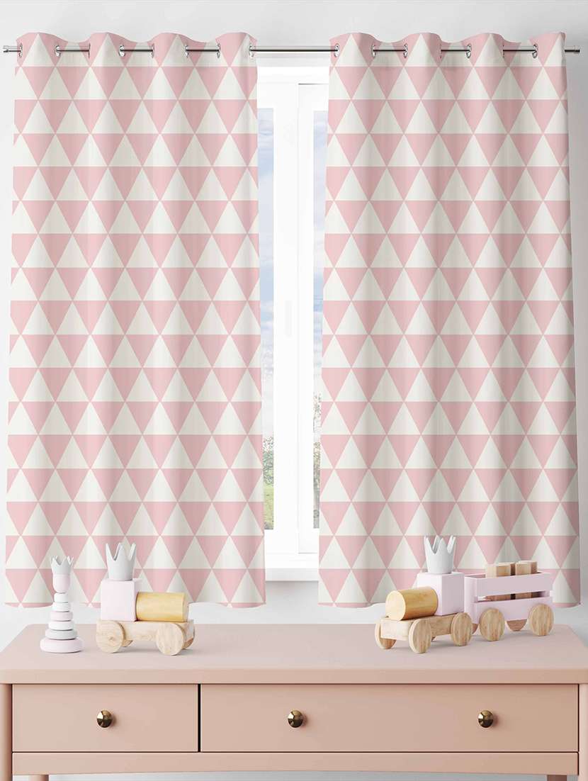 pink printed curtains