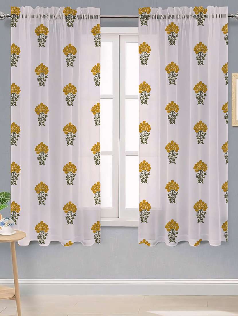 white printed curtains