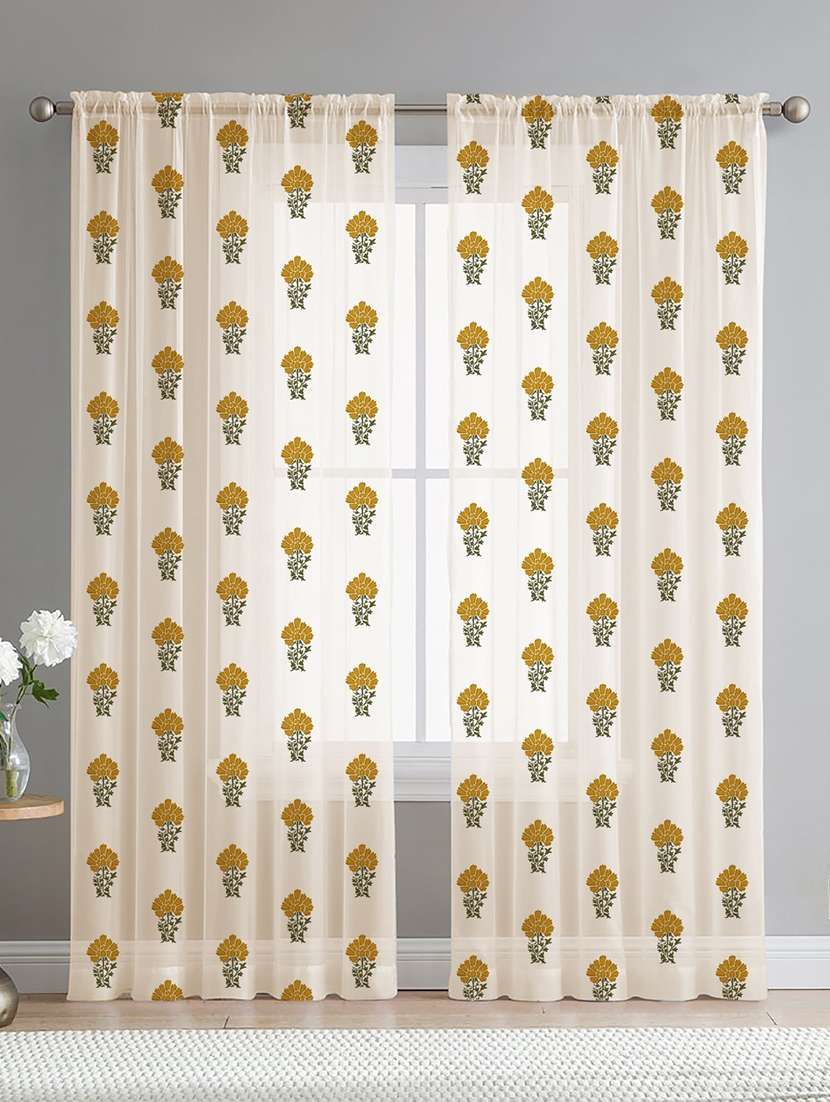 white printed curtains