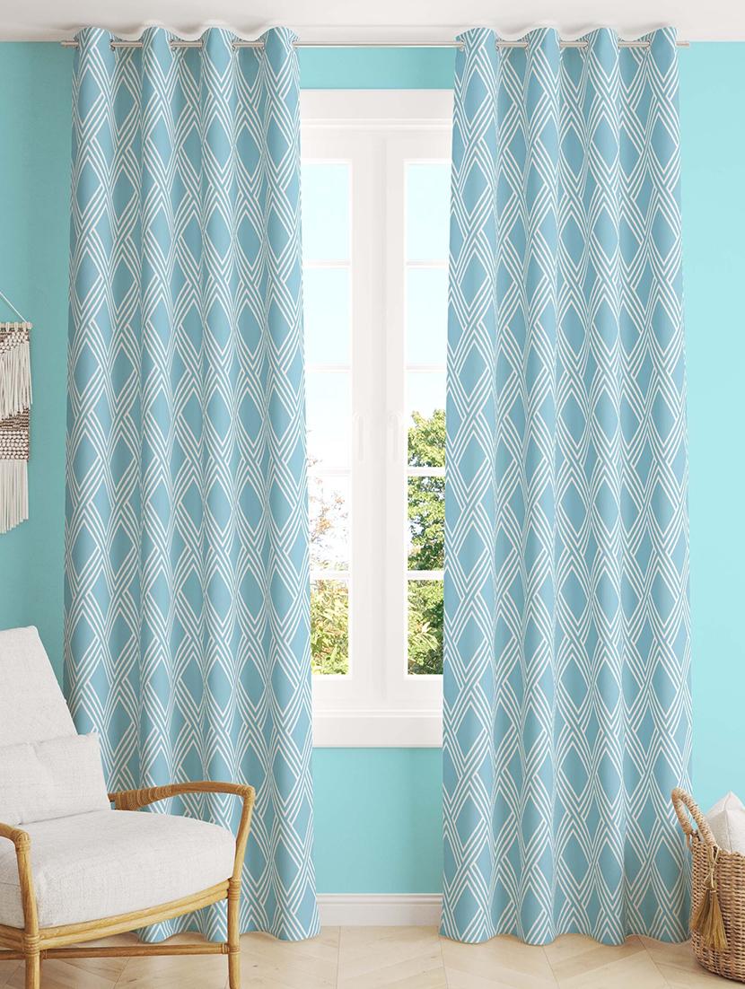 light blue printed curtain