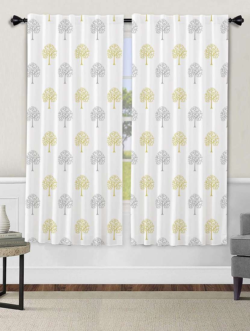 white printed curtains