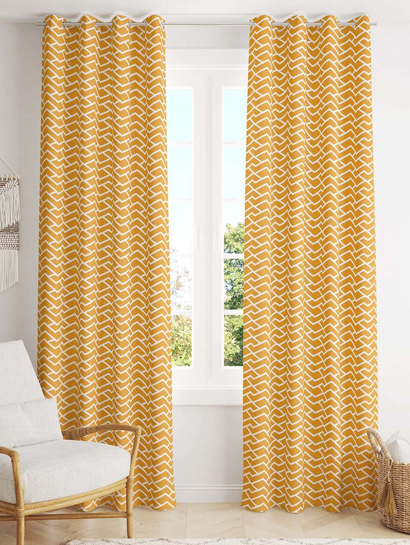 yellow printed curtains