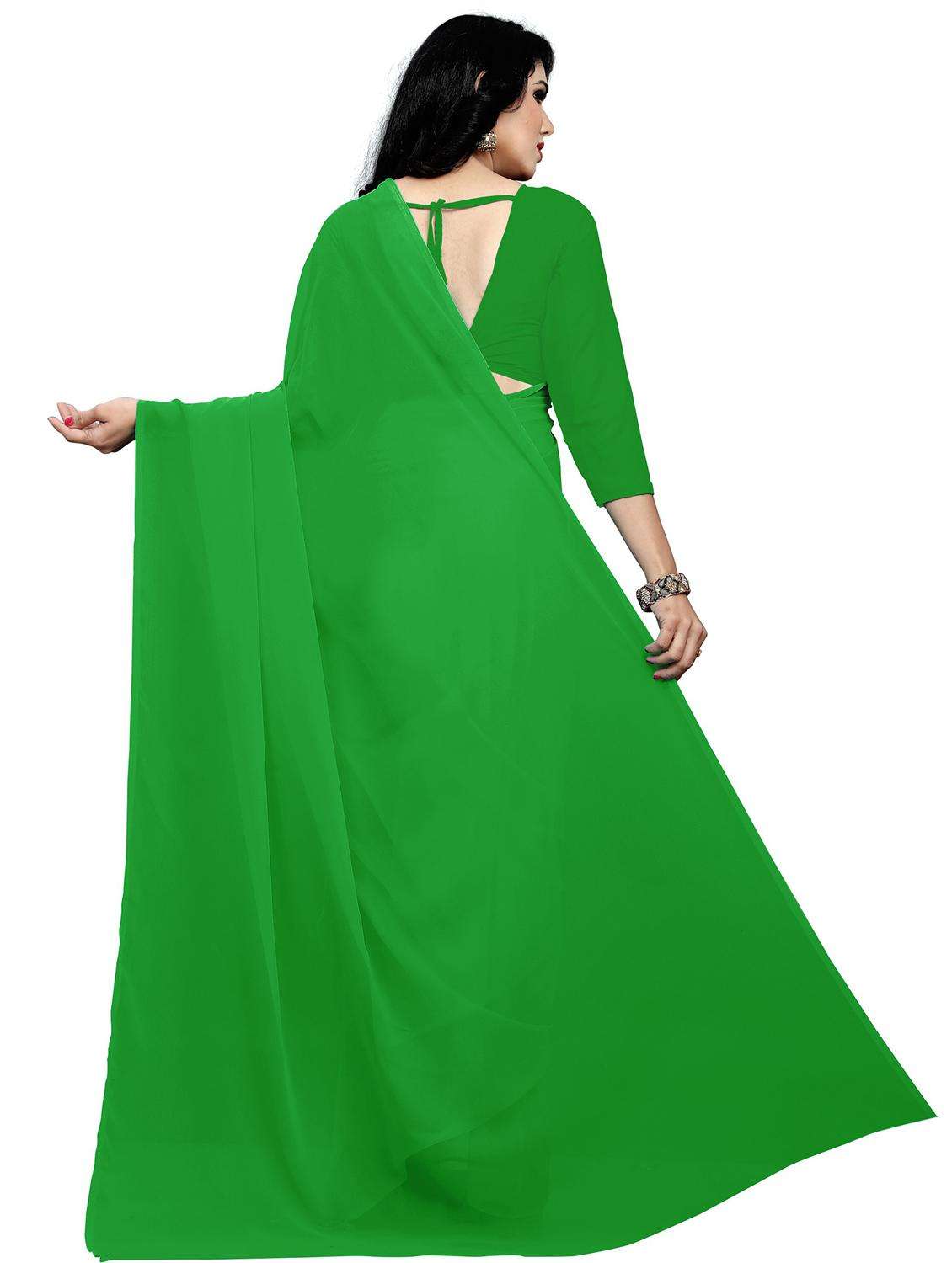 women green solid saree with blouse - 21506464 -  Standard Image - 2