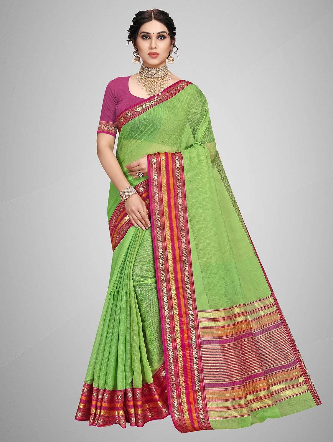 women self-designed kota doria saree with blouse