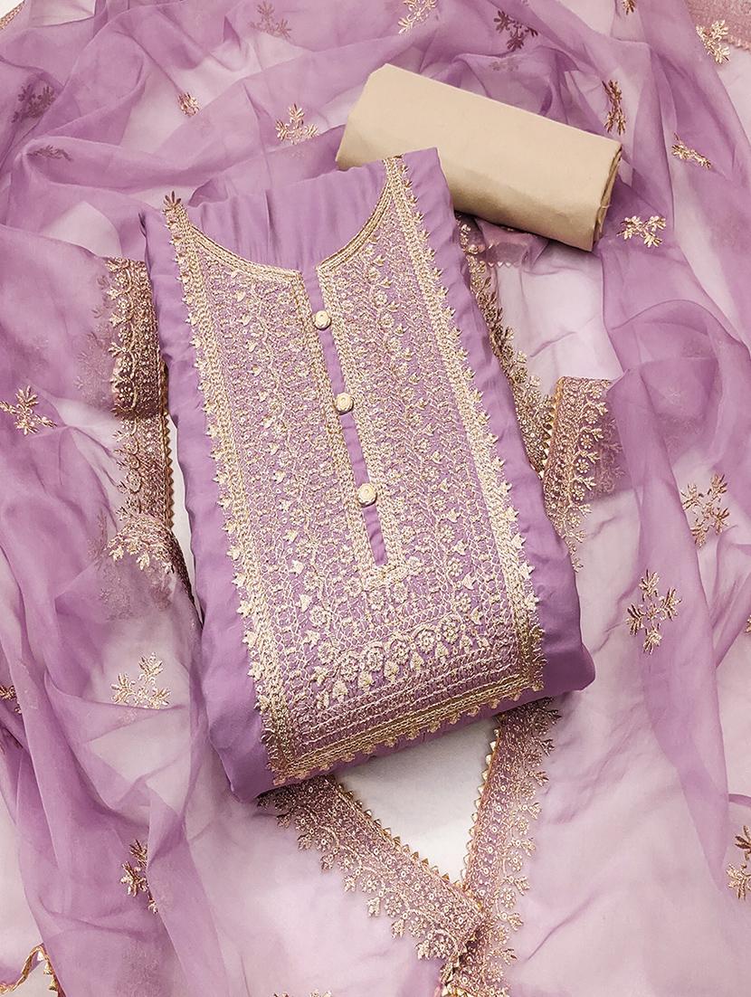 lavender silk blend unstitched suit