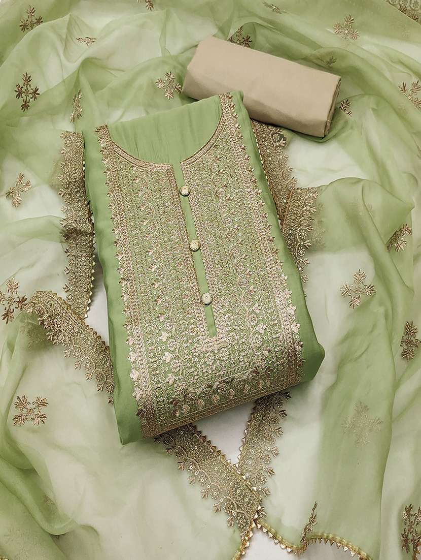 neo mint silk blend unstitched suit