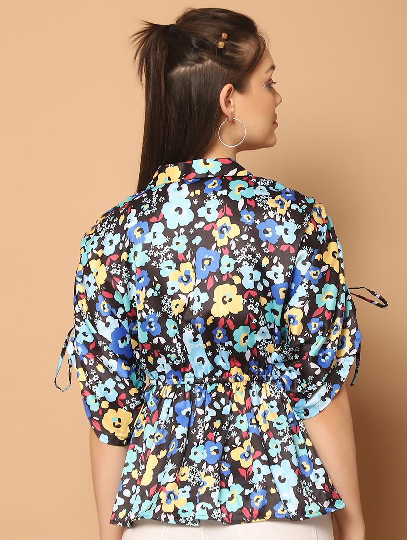 women black printed peplum top - 21506881 - Standard Image - 2