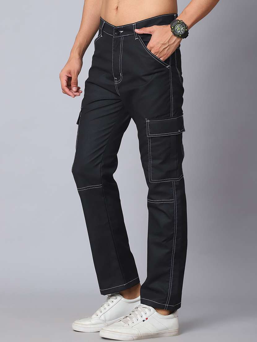 men black cotton blend cargo pants - 21506908 -  Standard Image - 2