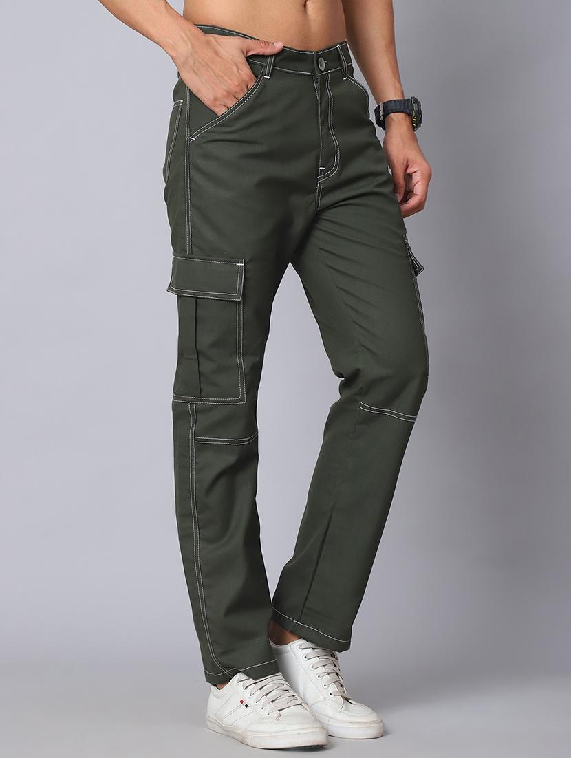 men olive cotton blend cargo pants - 21506911 - Standard Image - 2