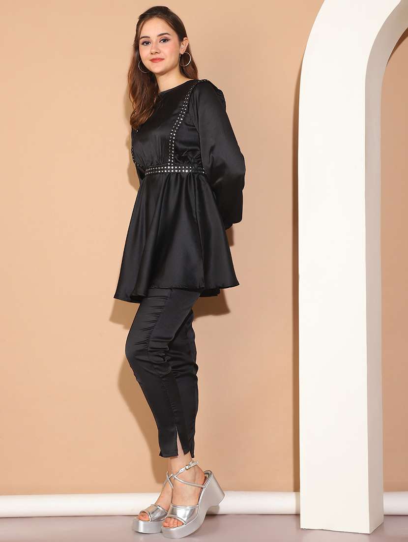 women black self design top and trouser co-ord set - 21506932 -  Standard Image - 2