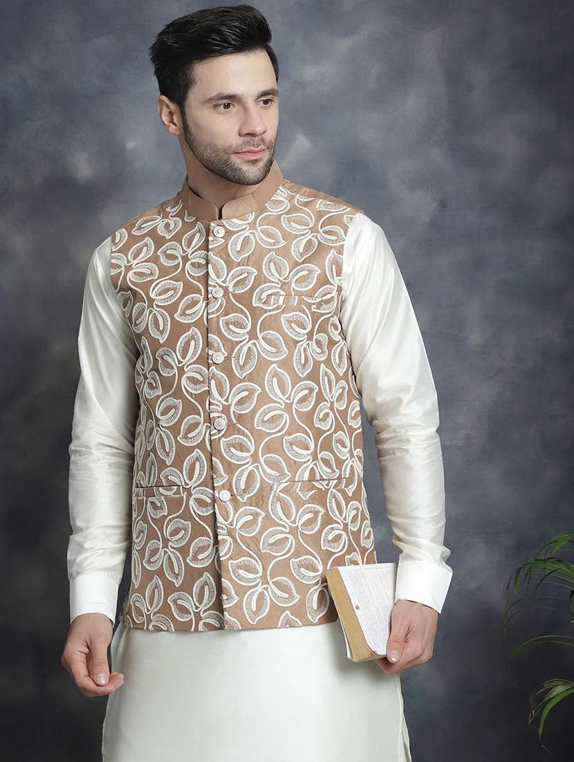 men mandarin neck embroidered nehru jacket - 21506940 -  Standard Image - 2