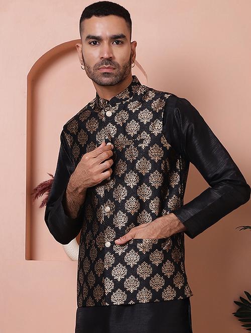 men mandarin neck printed nehru jacket - 21506959 - Standard Image - 0