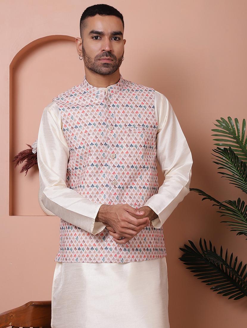 men mandarin neck printed nehru jacket - 21506960 -  Zoom Image - 0