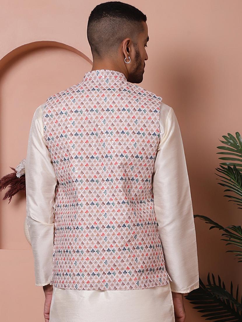 men mandarin neck printed nehru jacket - 21506960 - Standard Image - 2