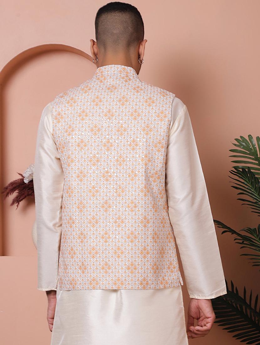 men mandarin neck printed nehru jacket - 21506962 - Standard Image - 2