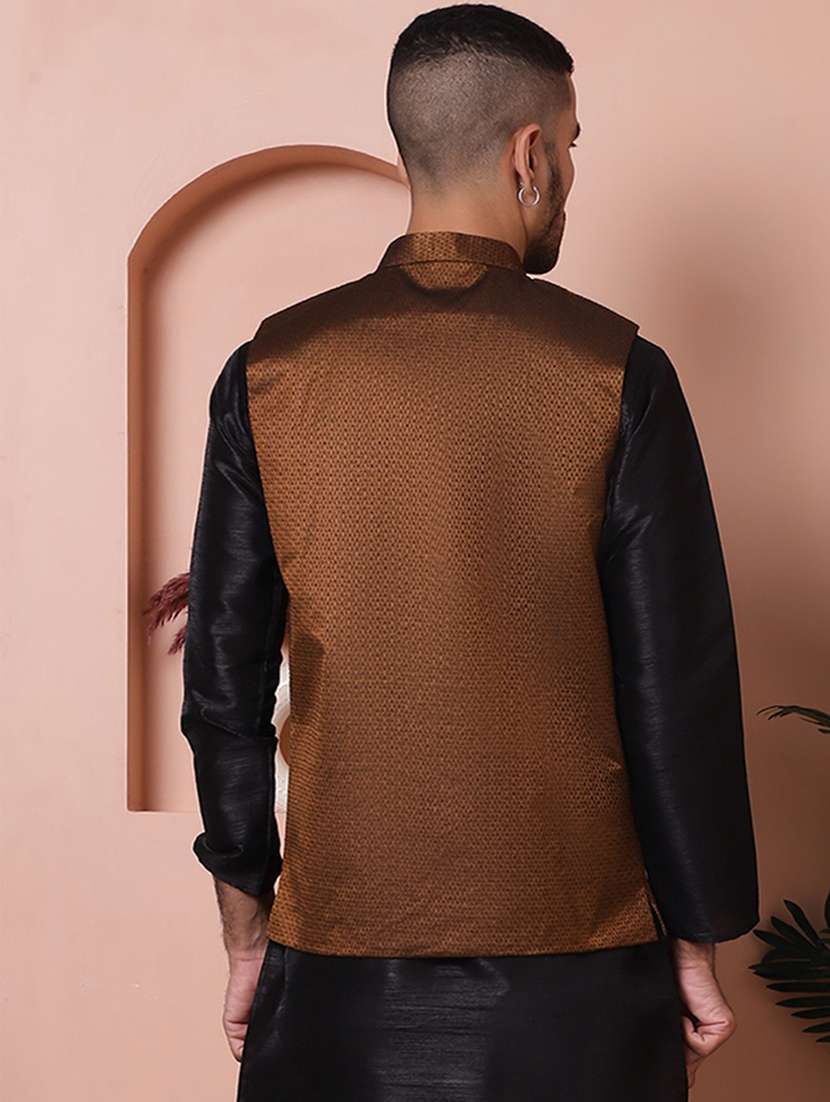 men mandarin neck self design nehru jacket - 21506964 - Standard Image - 2