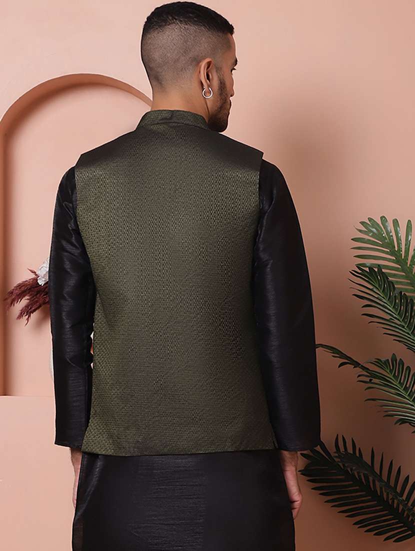men mandarin neck self design nehru jacket - 21506966 - Standard Image - 2