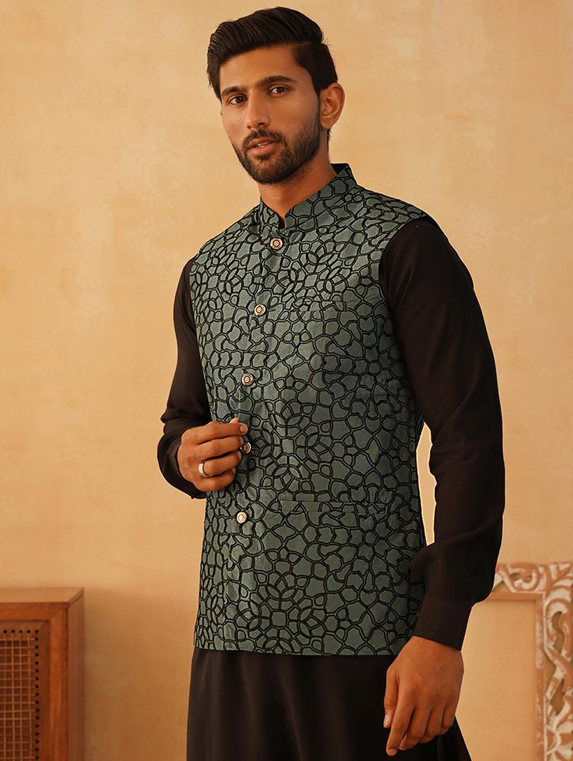 men mandarin neck self design nehru jacket - 21506976 - Standard Image - 2