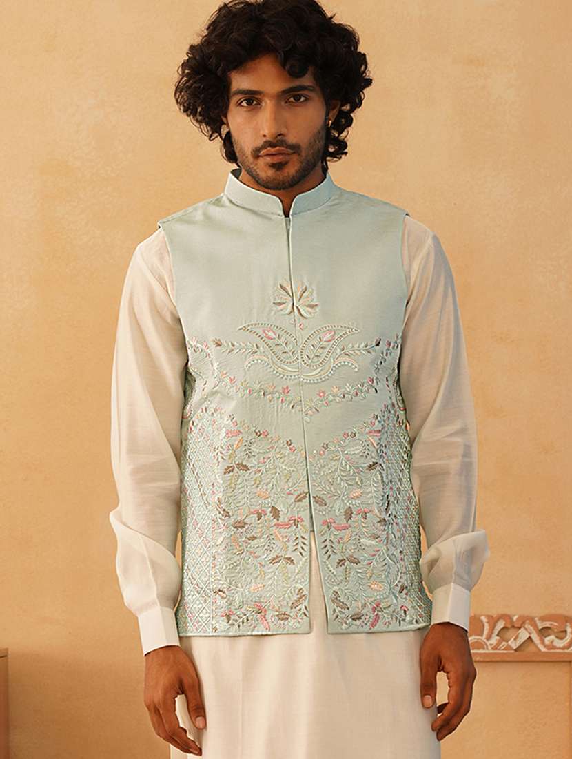 men mandarin neck embroidered nehru jacket - 21506977 -  Standard Image - 2