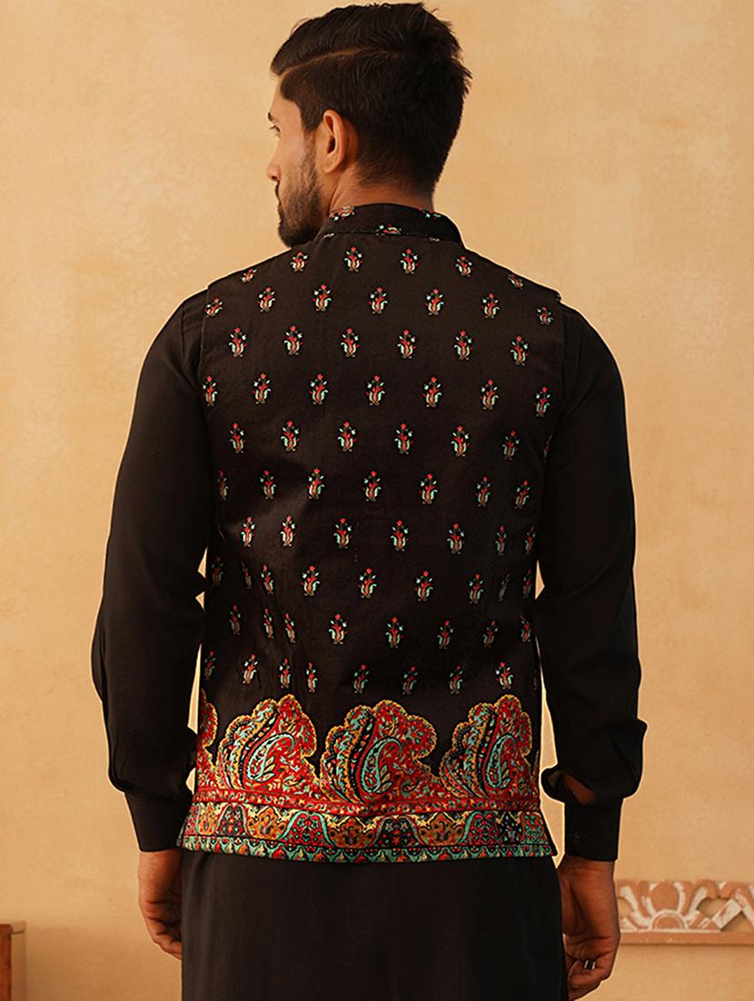 men mandarin neck printed nehru jacket - 21506979 - Standard Image - 2