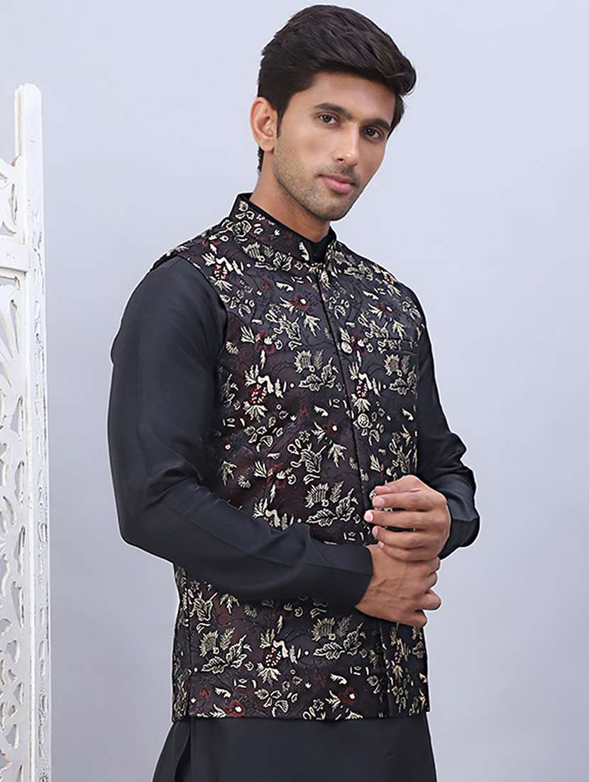 men mandarin neck embroidered nehru jacket - 21506983 -  Standard Image - 2