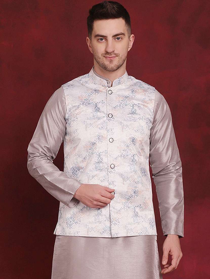 men mandarin neck self design nehru jacket - 21506997 -  Standard Image - 2