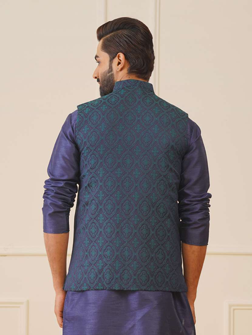 men mandarin neck printed nehru jacket - 21507016 -  Standard Image - 2