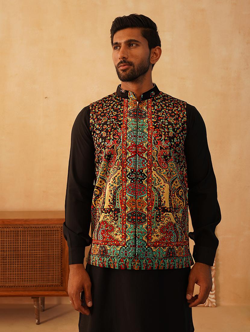 men mandarin neck printed nehru jacket - 21507032 -  Zoom Image - 0